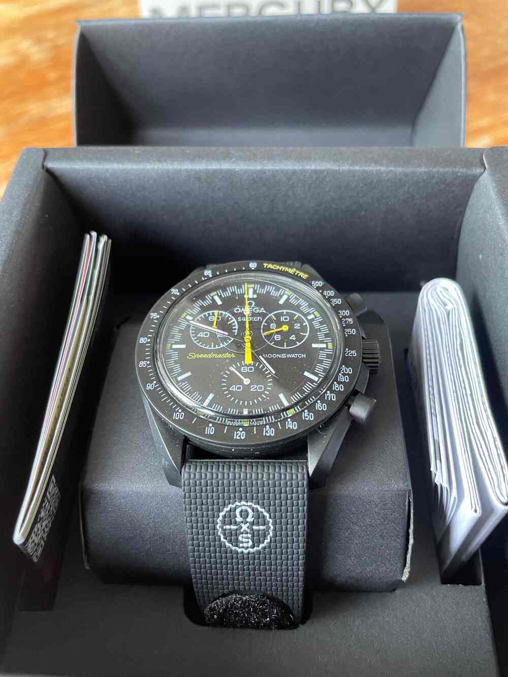NWOT Omega X Swatch Moonswatch Speedmaster Mission To Mercury Black Whatch